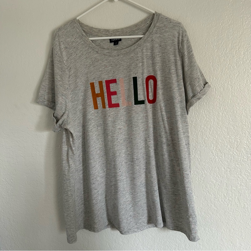 Torrid Hello Grey Confetti T-shirt Size 2